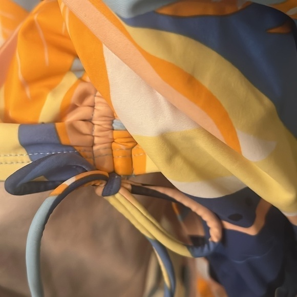 Kona Sol Orange Tropical Print Side Cinch Medium Coverage One Piece Swimsuit XL - Picture 6 of 6